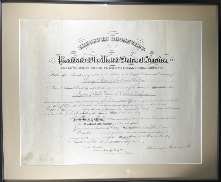 Theodore Roosevelt Signed Document