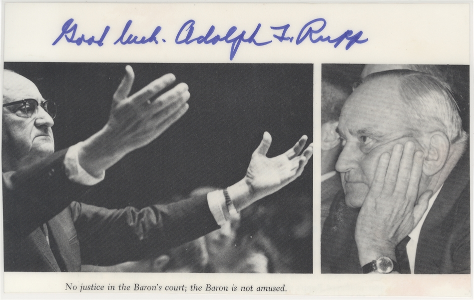 Adolph Rupp Signed Photo