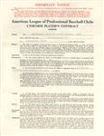 1943 Gene Moore Washington Senators Players Contract Signed by Clark Griffith.