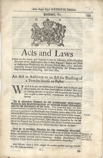 Massachusetts Bay Acts and Laws in 1715-1717
