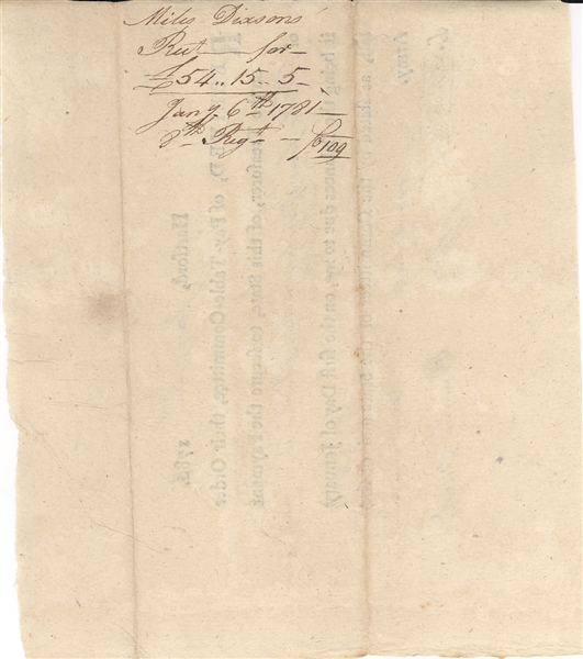 US Connecticut, Soldiers Pay Order with Matching Confirmation of Service in Revolutionary Army, 1781