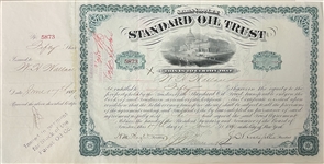 John D. Rockefeller and Henry Flagler Signed Standard Oil Trust Stock