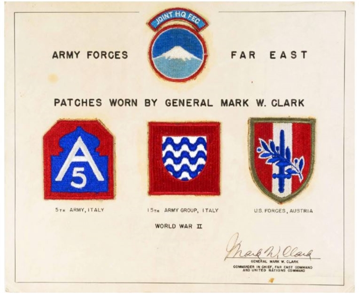General Mark Clark, WWII Patch Display