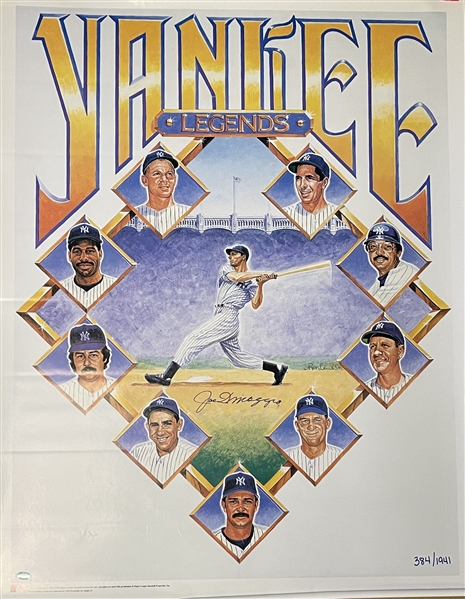 Joe DiMaggio Signed LE Yankee Legends 28.25x35.25  Poster (DiMaggio Hologram)
