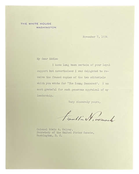 Franklin Roosevelt TLS as President