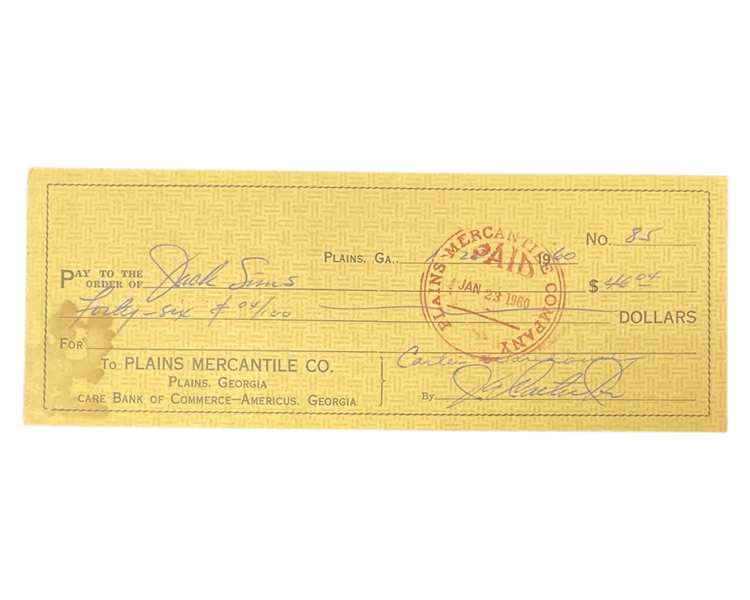 Jimmy and Rosalynn Carter Checks (1 Signed by Both)