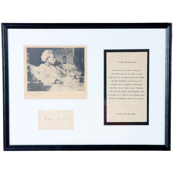 Mark Twain / Samuel Clemens Signed Letter and Card