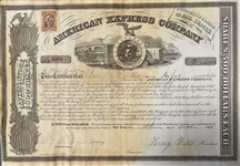 1865 American Express Stock Certificate Signed by Wells and Fargo 