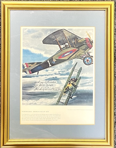 Lithograph autographed/dedicated in marker by Capt. Eddie Rickenbacker