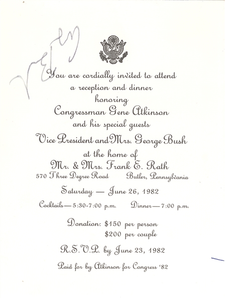 George Bush Signed Invitation