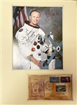 Unusual, Signed Postal Cover by Jerry Carr commander of made with the re-entry parachute material  and a signed photo 