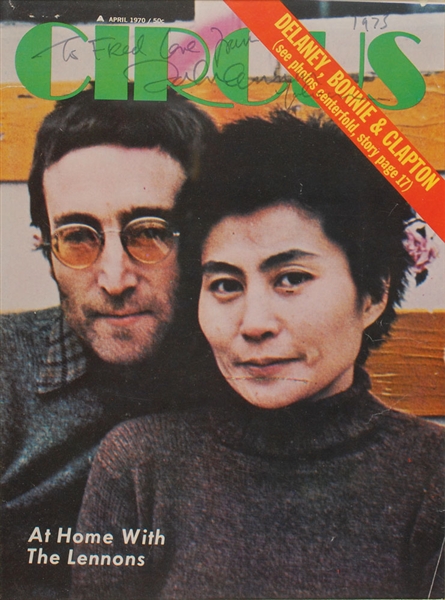 John Lennon and Yoko Ono Signed Magazine Cover