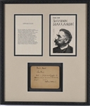 Signed Note Written by Stephane Mallarme framed together with his poem "Apparition" 