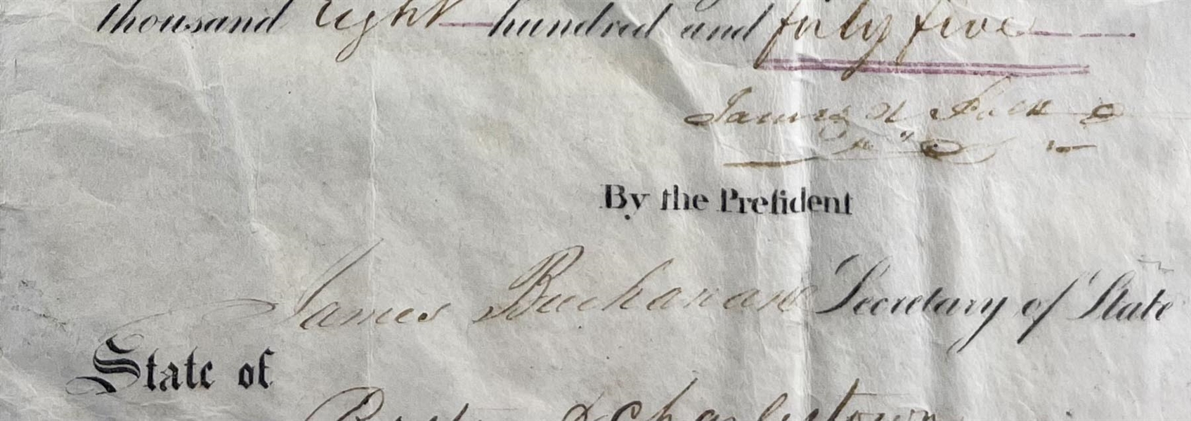Ships Passport signed by James K. Polk as president and James Buchanan 