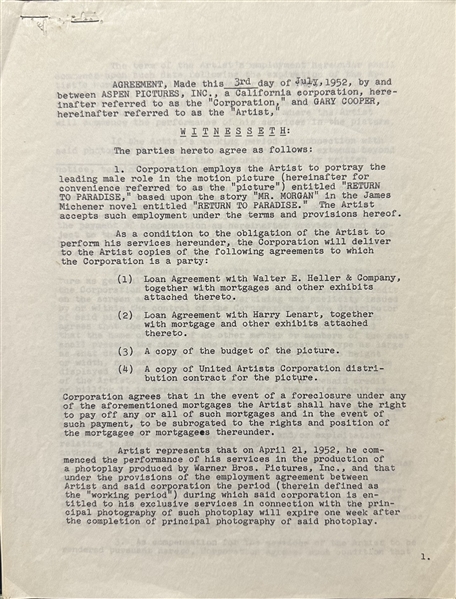 Gary Cooper (Twice)/ Robert Wise Signed Contract