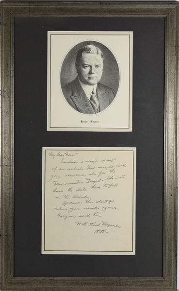 Very Rare Herbert Hoover ALS