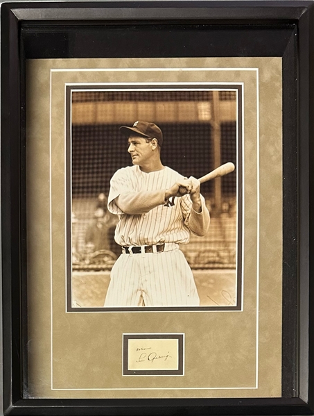 Lou Gehrig Vintage Ink Signature in Matted Display