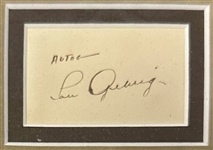 Lou Gehrig Vintage Ink Signature in Matted Display