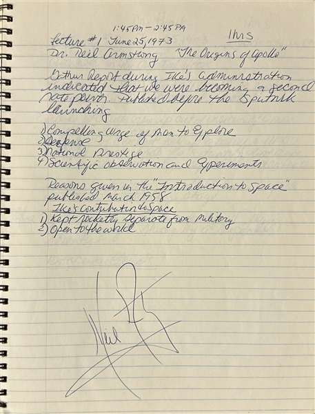 1973 Notebook Signed By Neil Armstrong, Scott Carpenter, Isaac Asimov & The UFO Experience Signed by J Allen Hynek