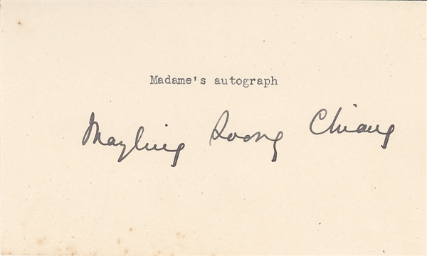 Madame Chiang Kai-Shek Autograph