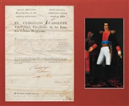 Guadalupe Victoria Signed Document, (1st President of Mexico)