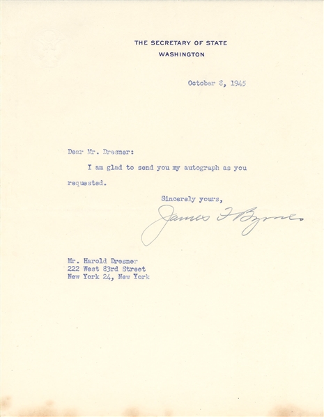 Secretary Lot - Byrnes, Hull, Stettinius, Forrestal, Patterson