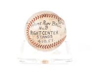 HISTORIC 1937 JOE MEDWICK HOME RUN BASEBALL, SINGLE SIGNED the year of the Triple-Crown