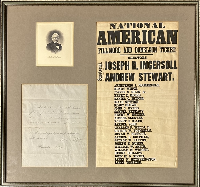 Millard Filmore Document & Cloth Ballot Broadside