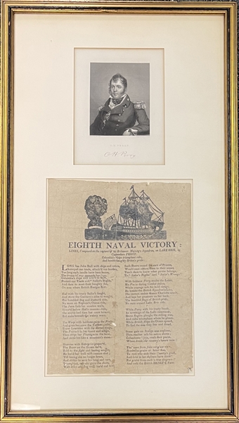 Extremely Rare Broadside. Commodore Perrys Eighth Naval Victory: First Depiction known to show this Important Naval Battle on Lake Erie (1813)