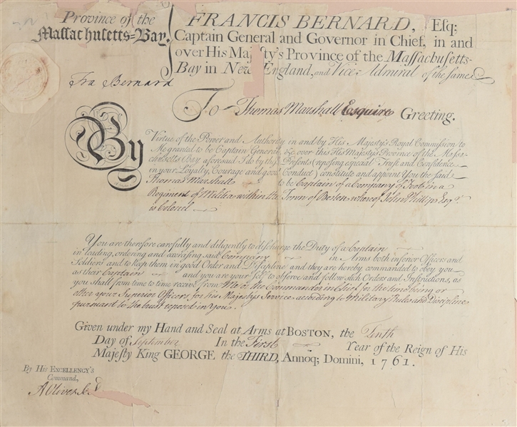 FRANCIS BERNARD, British Colonial Governor and Andrew Oliver as Sect.