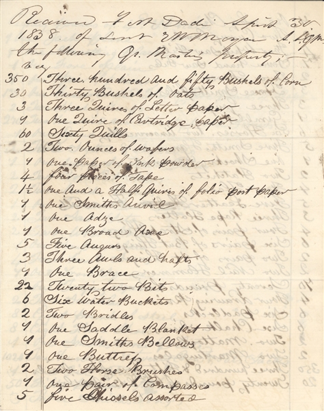 Rare Seminole Indian Wars - Fort Dade Requisitions 