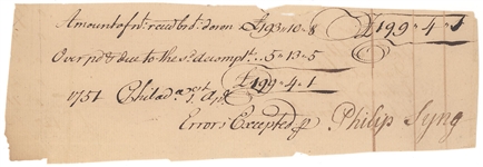 Philip Syng Signed Document - Maker of Declaration Inkwell 