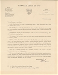 John F. Kennedy TLS to the Members of the Harvard Class of 1940