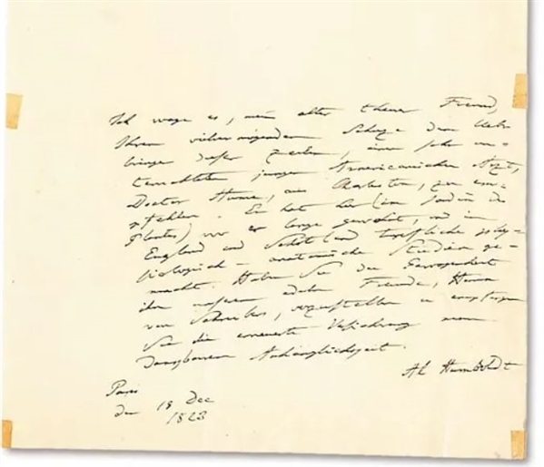 Alexander Van Humboldt "The father of Environmentalism" Autograph Letter Signed