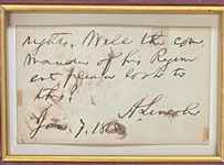 Abraham Lincoln Autographed Note Signed as President - Investigating a Wife's Complaint
