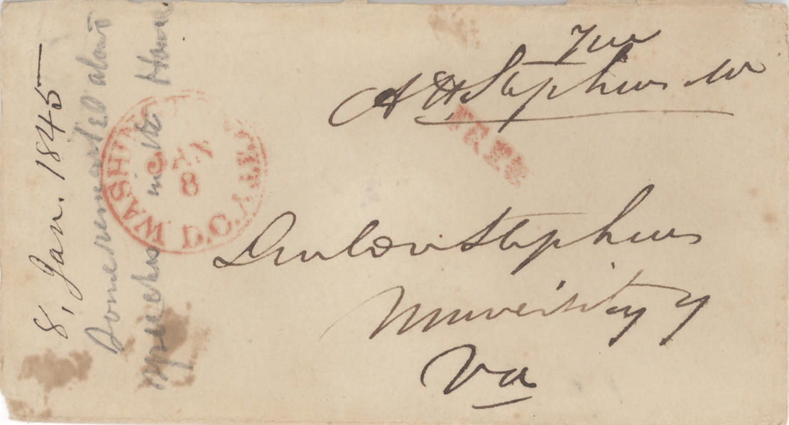 Alexander H. Stephens Signed Free Frank