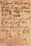 Extremely Rare Ethan Allen Document Signed 7 Times,  Dated May 1773 