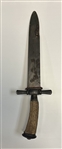 Revolutionary War Large Knife in Sheath - Antler Grip w/ Handles