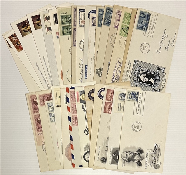 George Washington Bicentennial Collection 1st Day Issues, Postcards, Porcelain Dish, Pins, Medal.