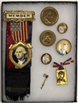 George Washington Bicentennial Collection 1st Day Issues, Postcards, Porcelain Dish, Pins, Medal.