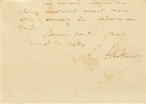 Louis Pasteur, Autographed Note related to his experiments on rabies, on rabbits and dogs!