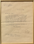 Beautiful Oversized Calvin Coolidge Signed Photo & TLS
