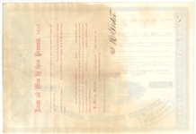 American Express Co. Stock Certificate, 1865 - Signed by Wells and Fargo 