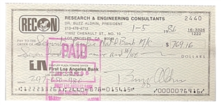 Buzz Aldrin Signed Check