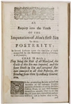 John Hancock’s signed and owned copy of Edward Wigglesworth. An Enquiry into the Truth of the Imputation of the Guilt of Adams' First Sin to His Posterity 