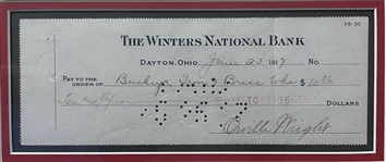 Orville Wright Signed Check to the manafactureer of the Engine parts used  in the 1903 Flyer!