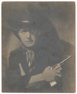 Harry Carey Sepia Photo with Autograph Note
