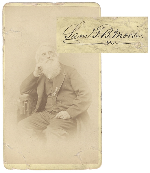 Samuel Morse Carte-de-Visite, Signed. 