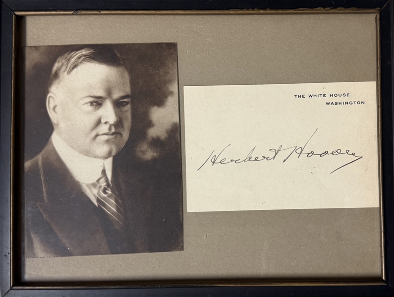 Herbert Hoover Signed White House Card Display