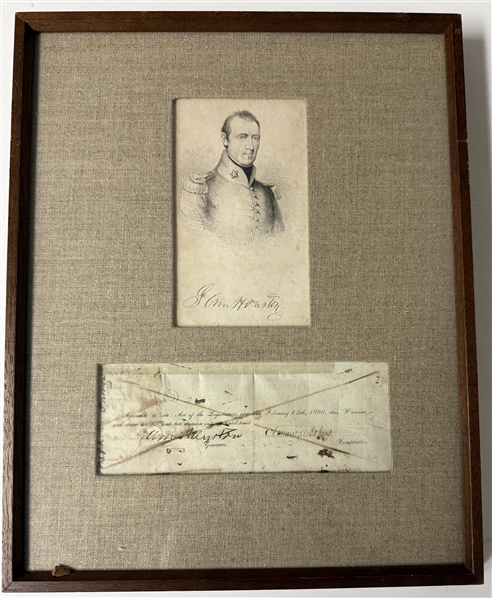 Sam Houston Document Signed as Governor of Texas for "protection of the frontier" 